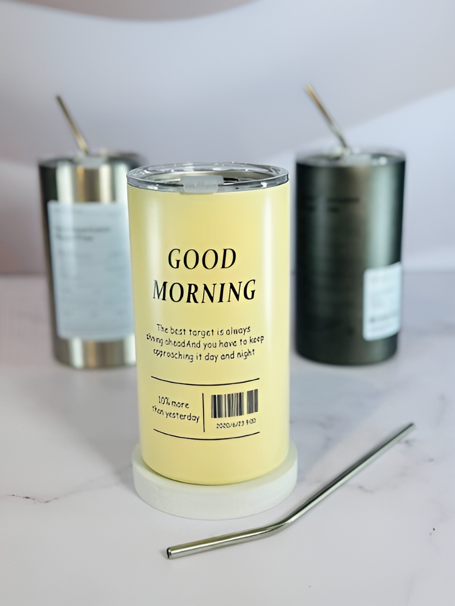 ماگ استیل بزرگ با نی مناسب نوشیدنی سرد