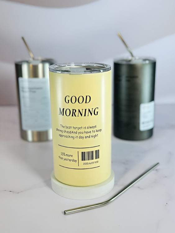 ماگ استیل بزرگ با نی مناسب نوشیدنی سرد