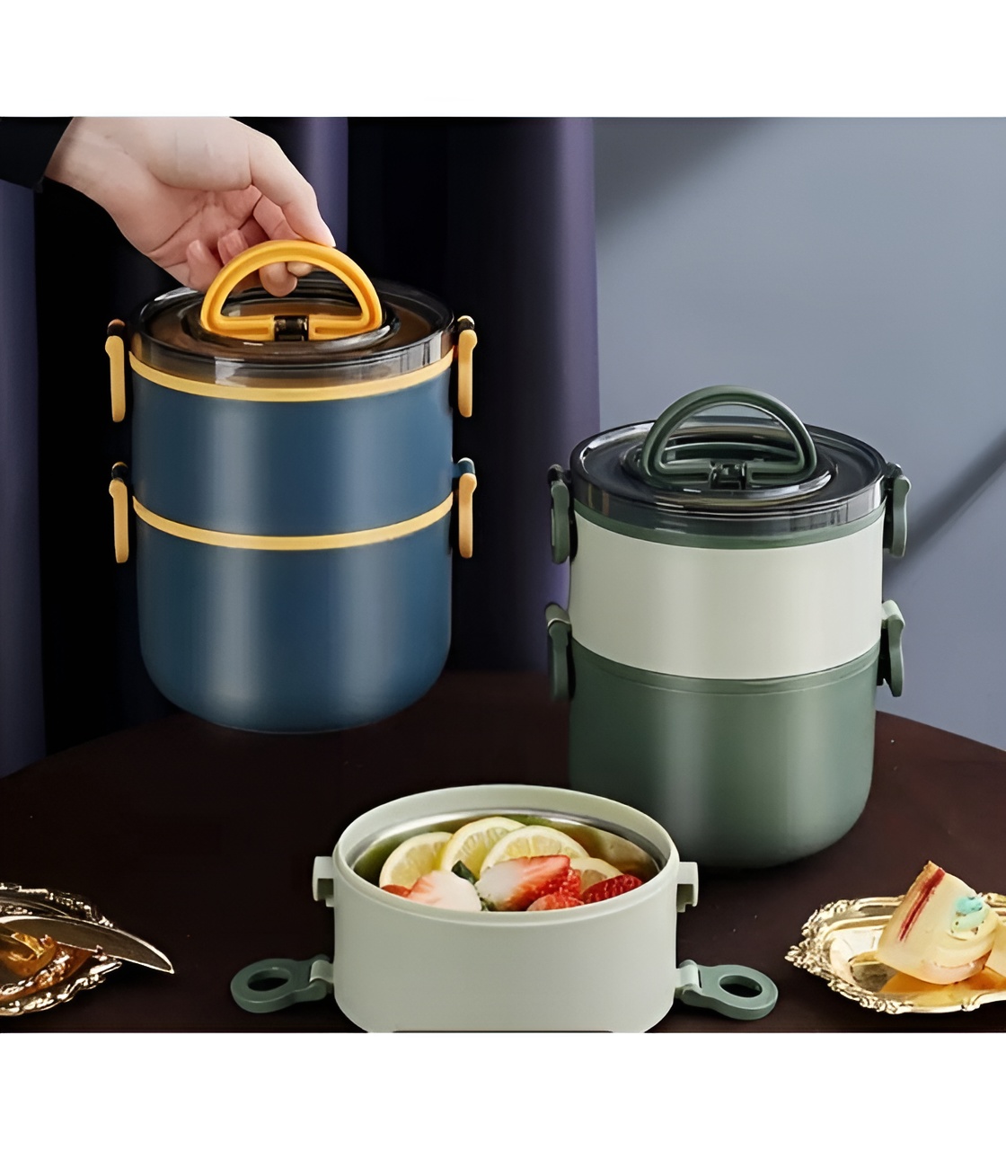 ظرف غذا دوطبقه پلاستیکی Gourment برای مدرسه و محل کار