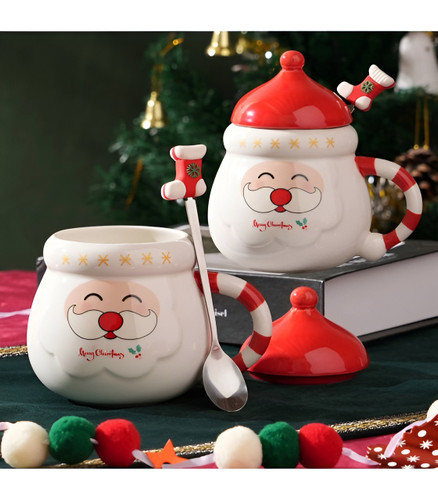 ماگ بابانوئل با دسته طرح آبنباتی فانتزی کریسمسی