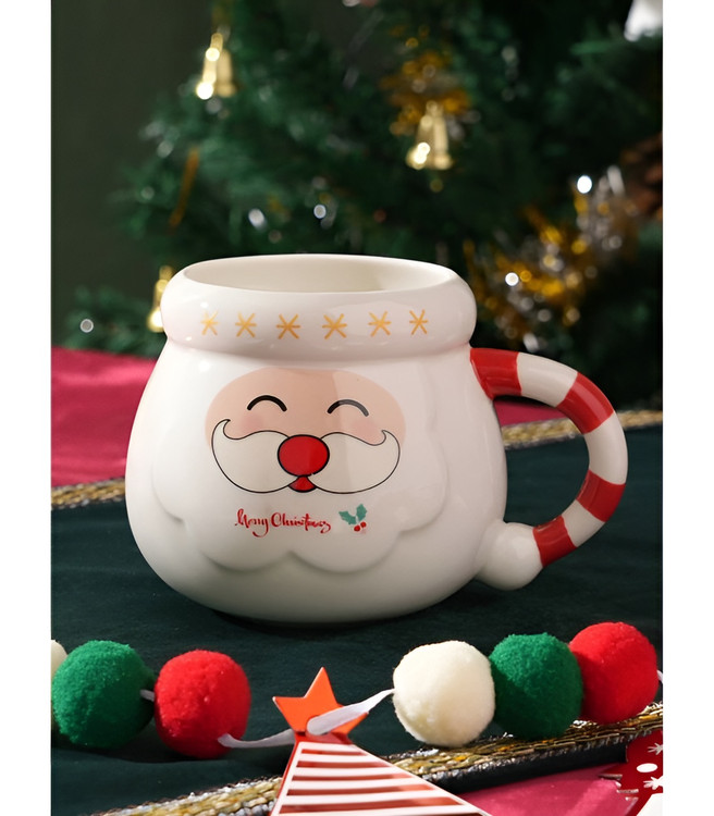 خرید ماگ کریسمسی بابانوئل با دسته آبنباتی