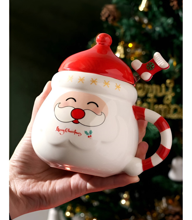 ماگ بابانوئل کریسمسی اورجینال با دسته آبنباتی