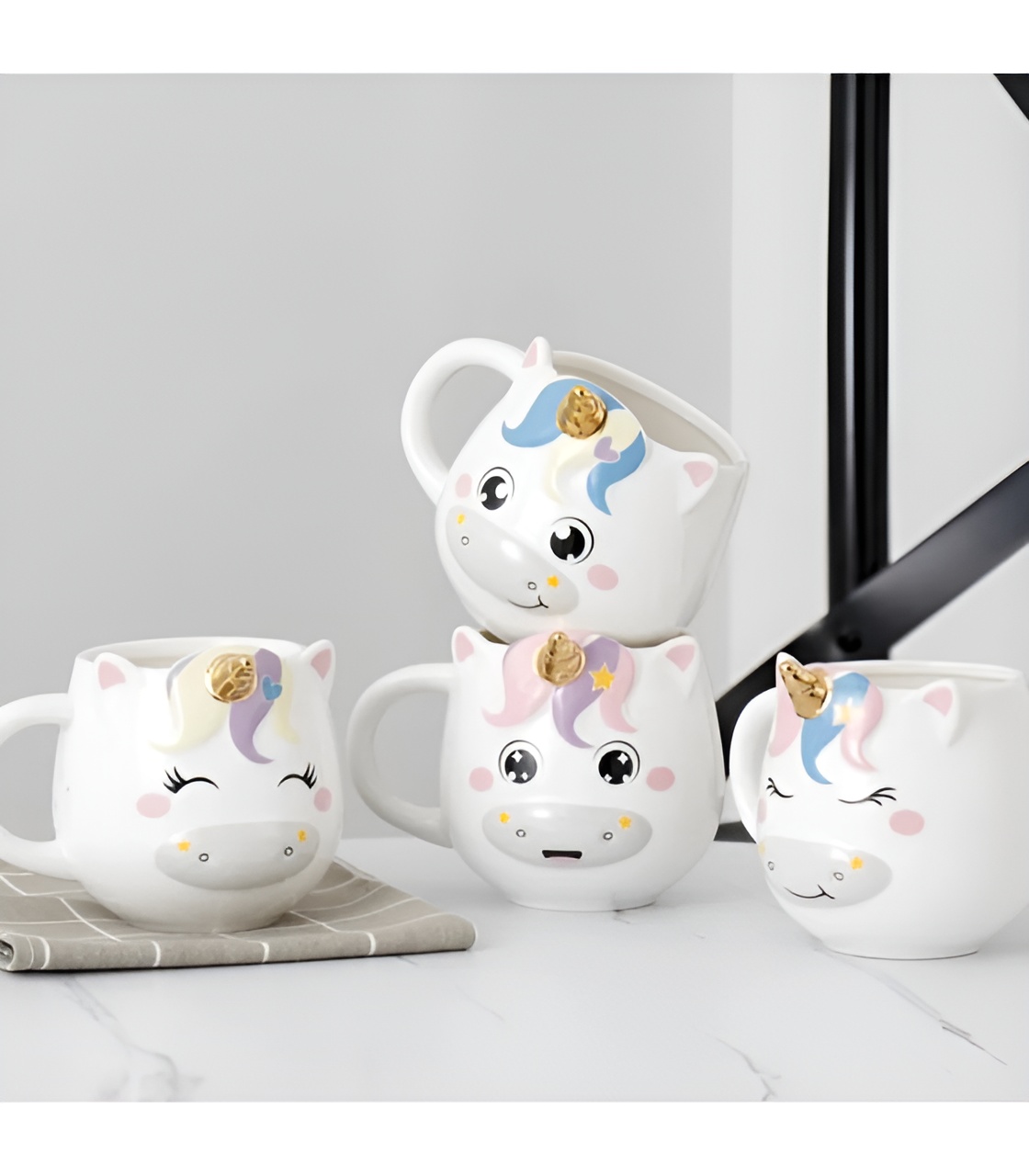 ماگ یونی‌کورن شاخ‌دار فانتزی و رنگارنگ