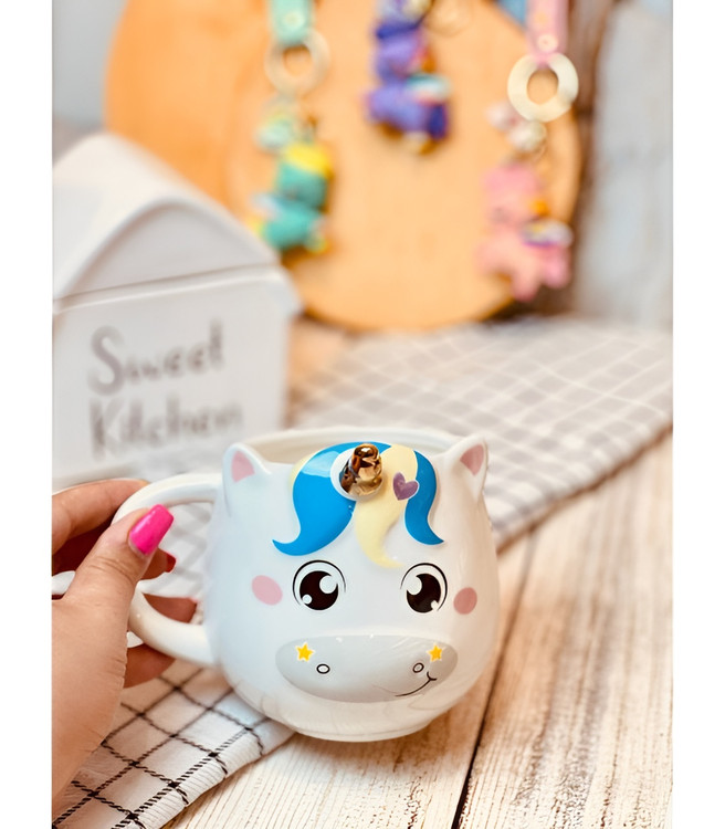 ماگ کارتونی یونیکورن شاخدار برای نوشیدنی گرم