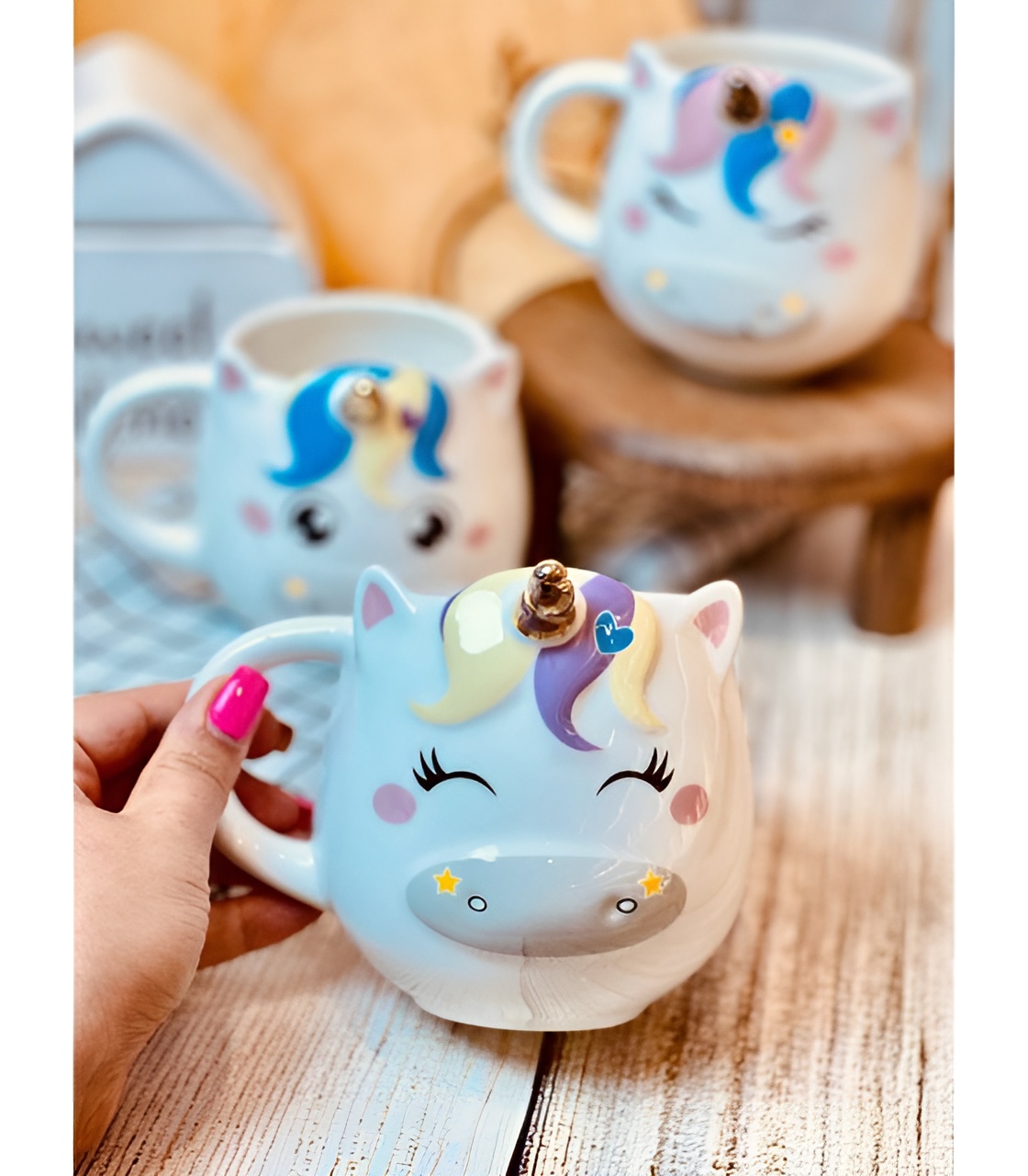 ماگ فانتزی یونی‌کورن شاخ‌دار مناسب دکور میز