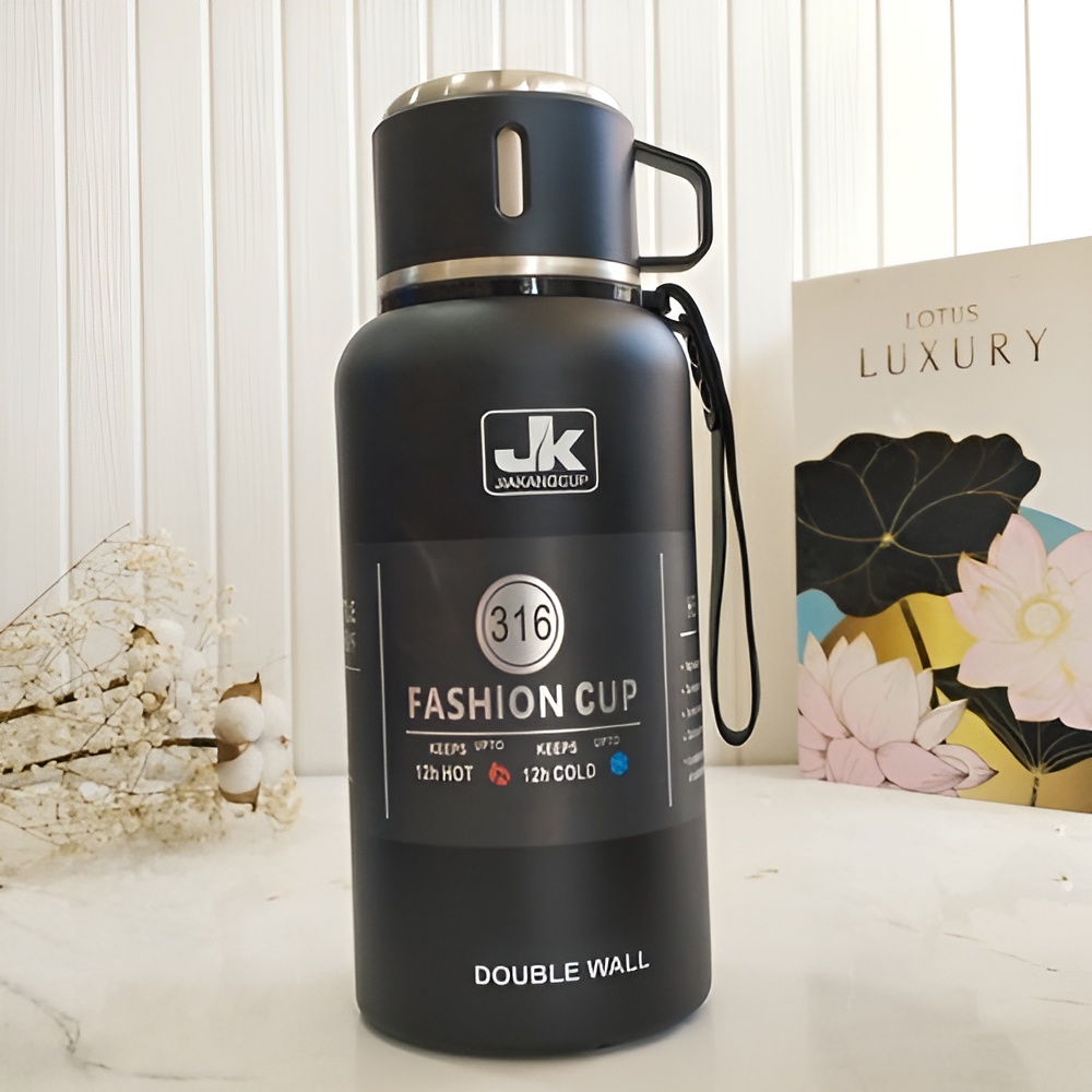 فلاسک استیل JK با لیوان دستهدار