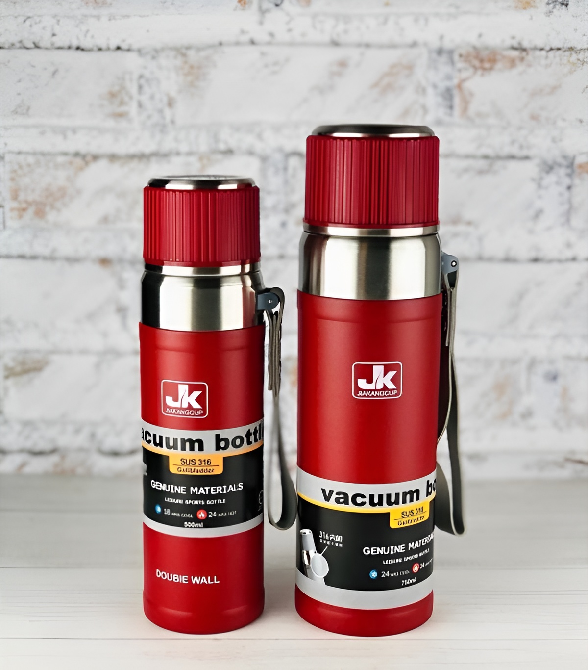 فلاسک استیل بند چرمی JK ضد ضربه