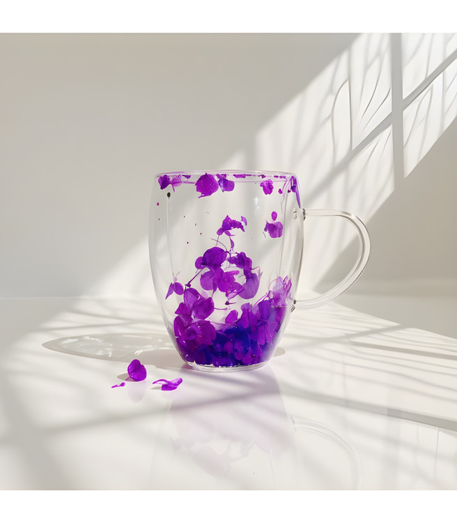 ماگ پیرکس دوجداره طرح گلدار ظرفیت 350 میلیلیتر