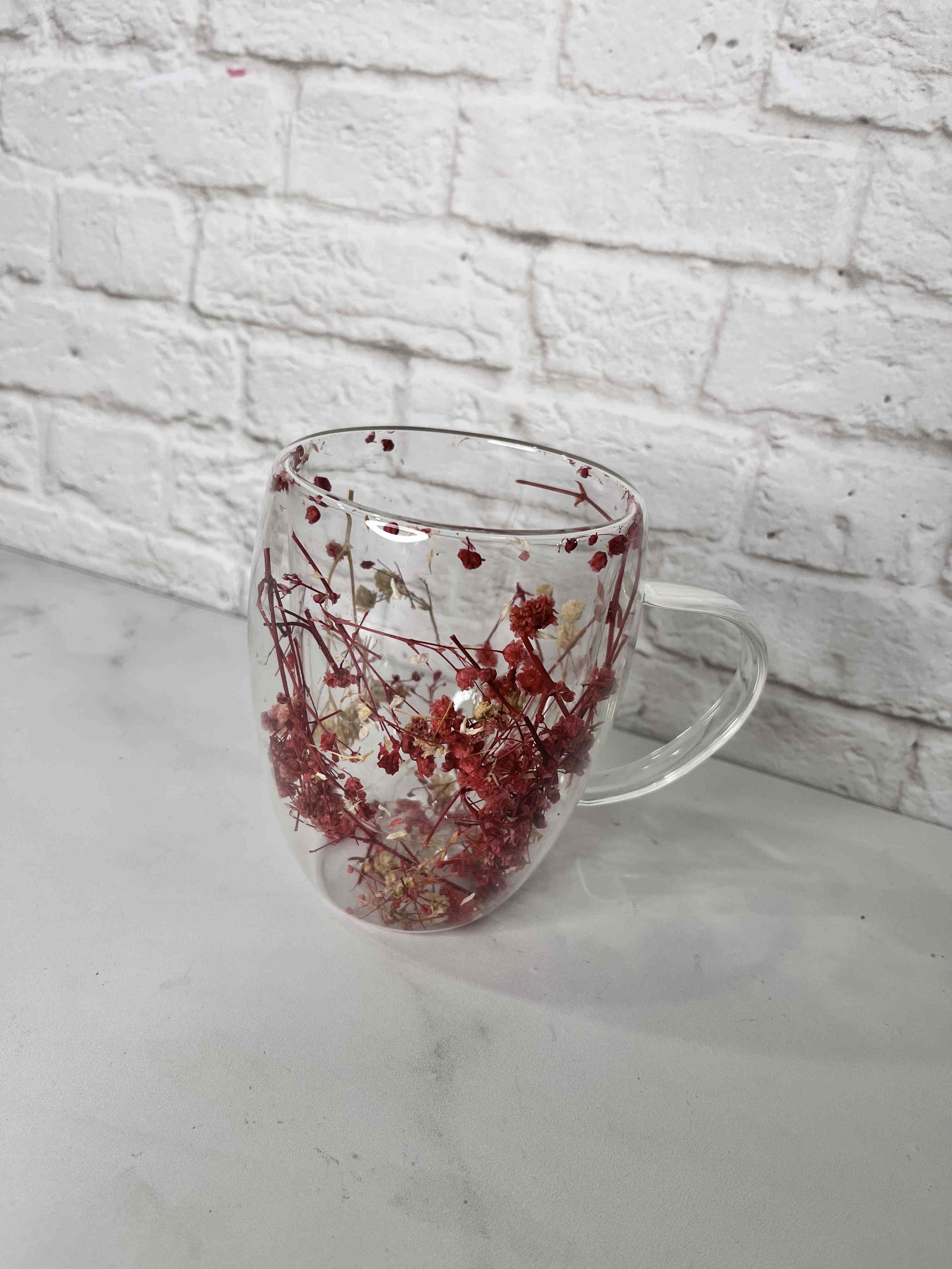 ماگ دوجداره پیرکس گلدار با طراحی خاص