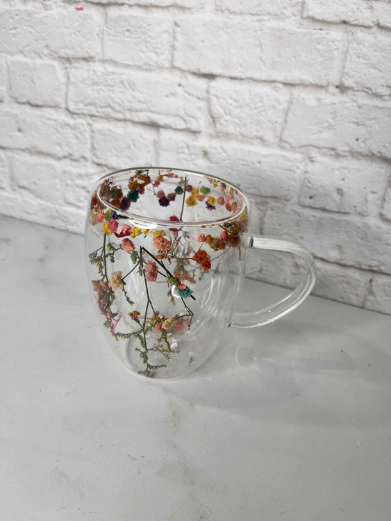 خرید ماگ پیرکس شفاف طرح گل 350 میل