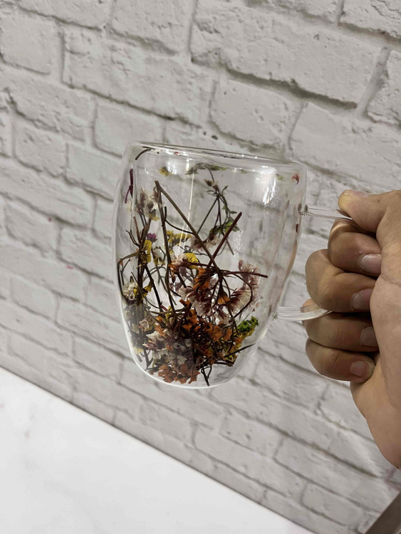 ماگ پیرکس دوجداره شیک طرح گل