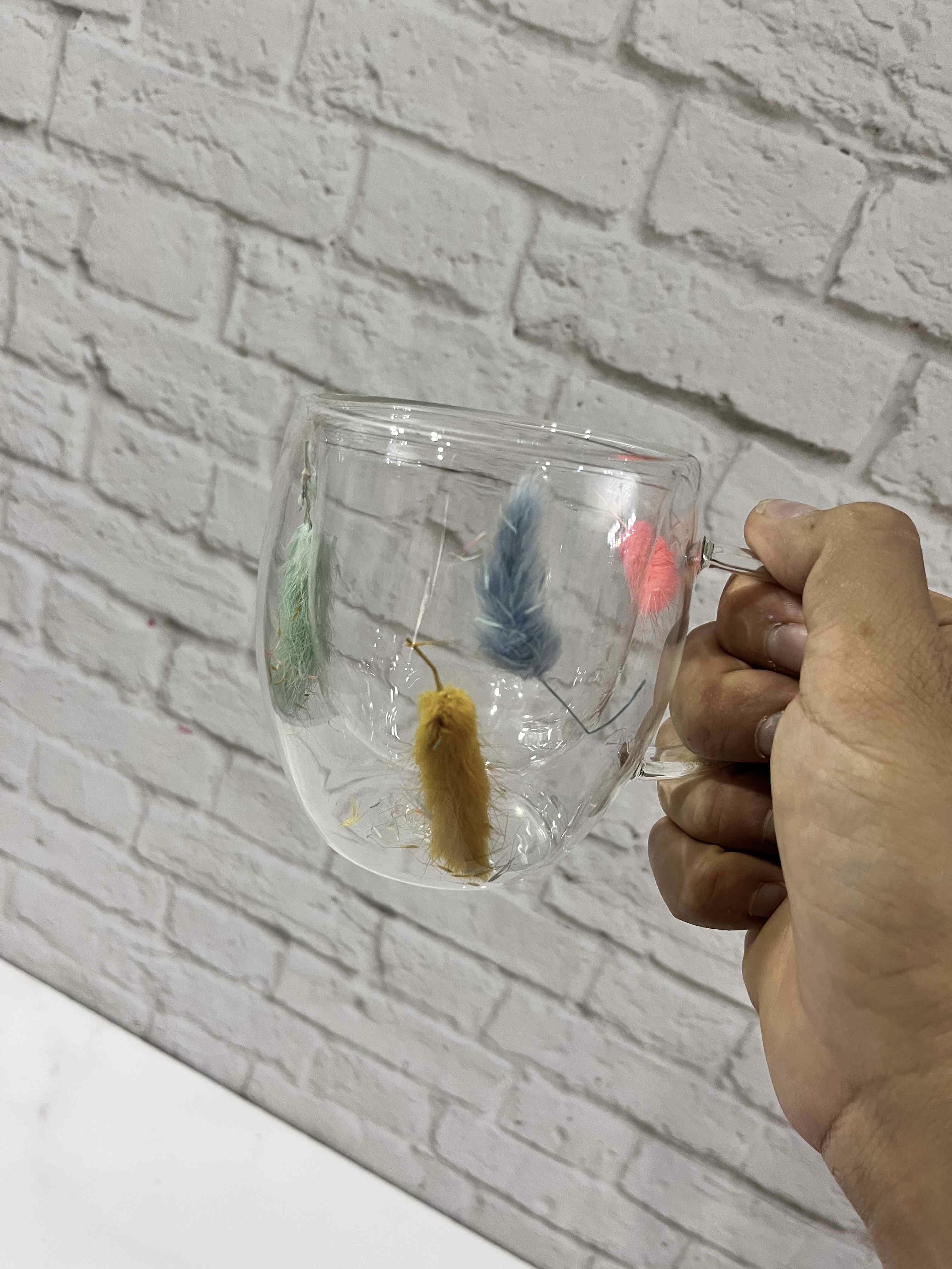 ماگ دوجداره پیرکس گلدار با طراحی شیک و زیبا