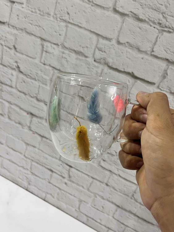 ماگ دوجداره پیرکس گلدار با طراحی شیک و زیبا