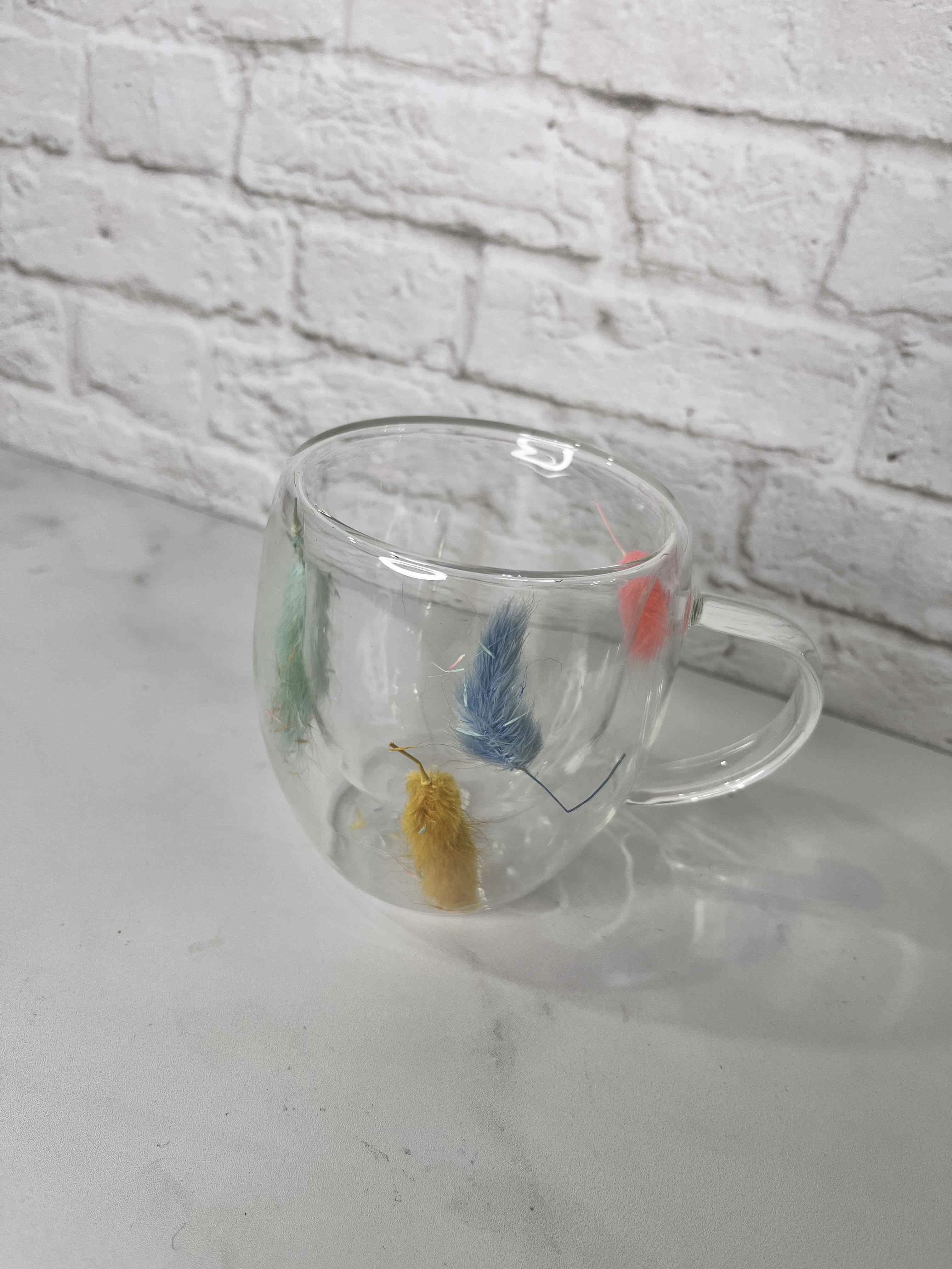 ماگ پیرکس دوجداره گلدار مناسب نوشیدنی گرم