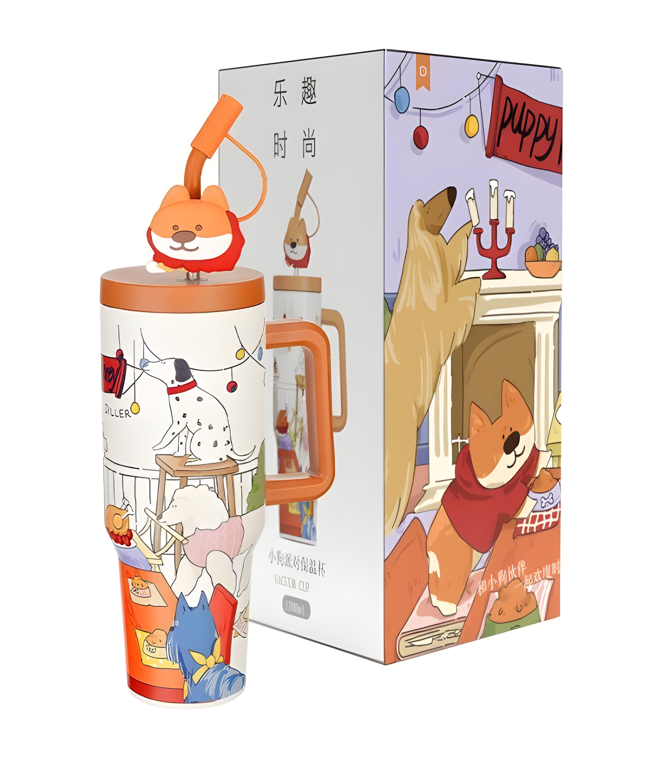 تراول ماگ دسته‌دار فانتزی DILLER طرح سگ با طراحی خاص