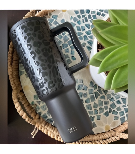 تراول ماگ استیل پلنگی با دسته مقاوم