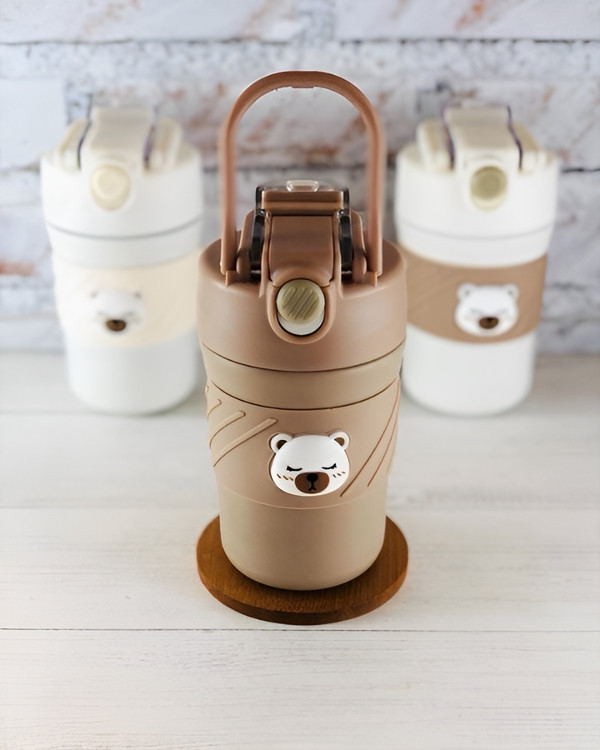 تراول ماگ زیبا با طرح تدی و درب متحرک