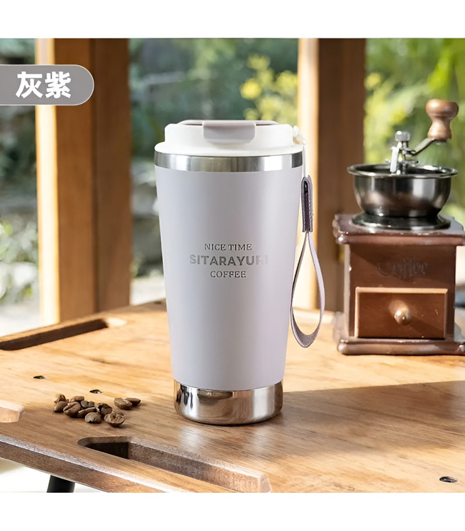 لیوان استیل SitaraYuri با لبه براق و بند کاربردی