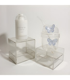 ماگ شیشهای اسموتی با نی و طرح پروانه