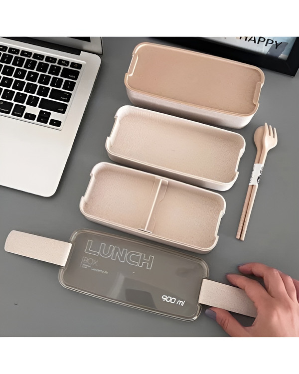 لانچ باکس سه طبقه با دسته و درب ایمن