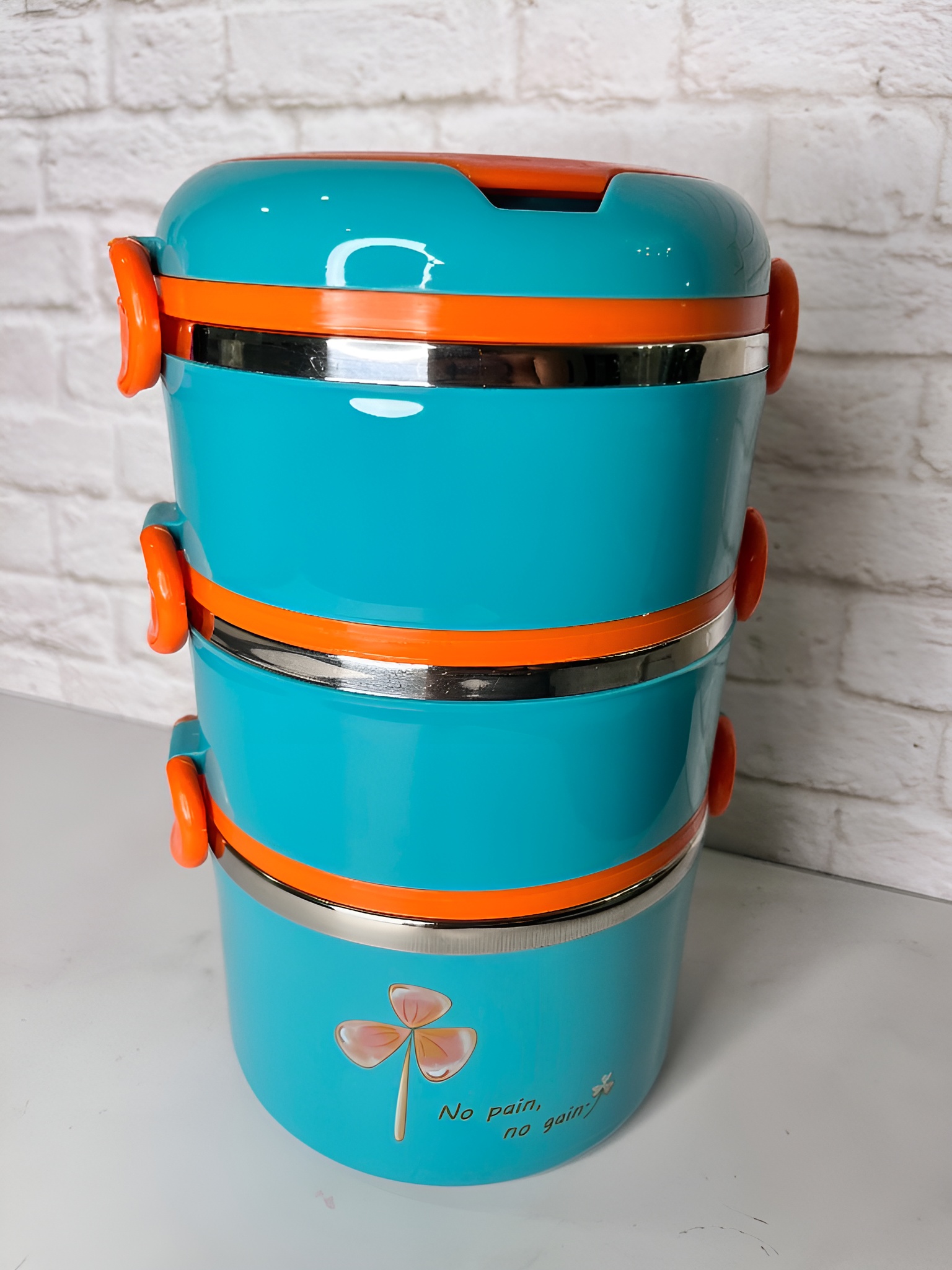 ظرف ناهار بزرگ استیل رنگی با دسته