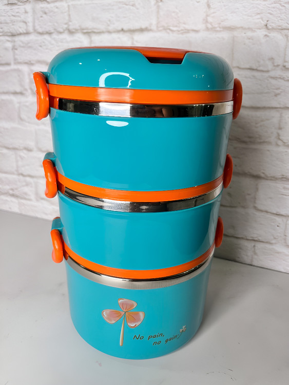 ظرف ناهار بزرگ استیل رنگی با دسته