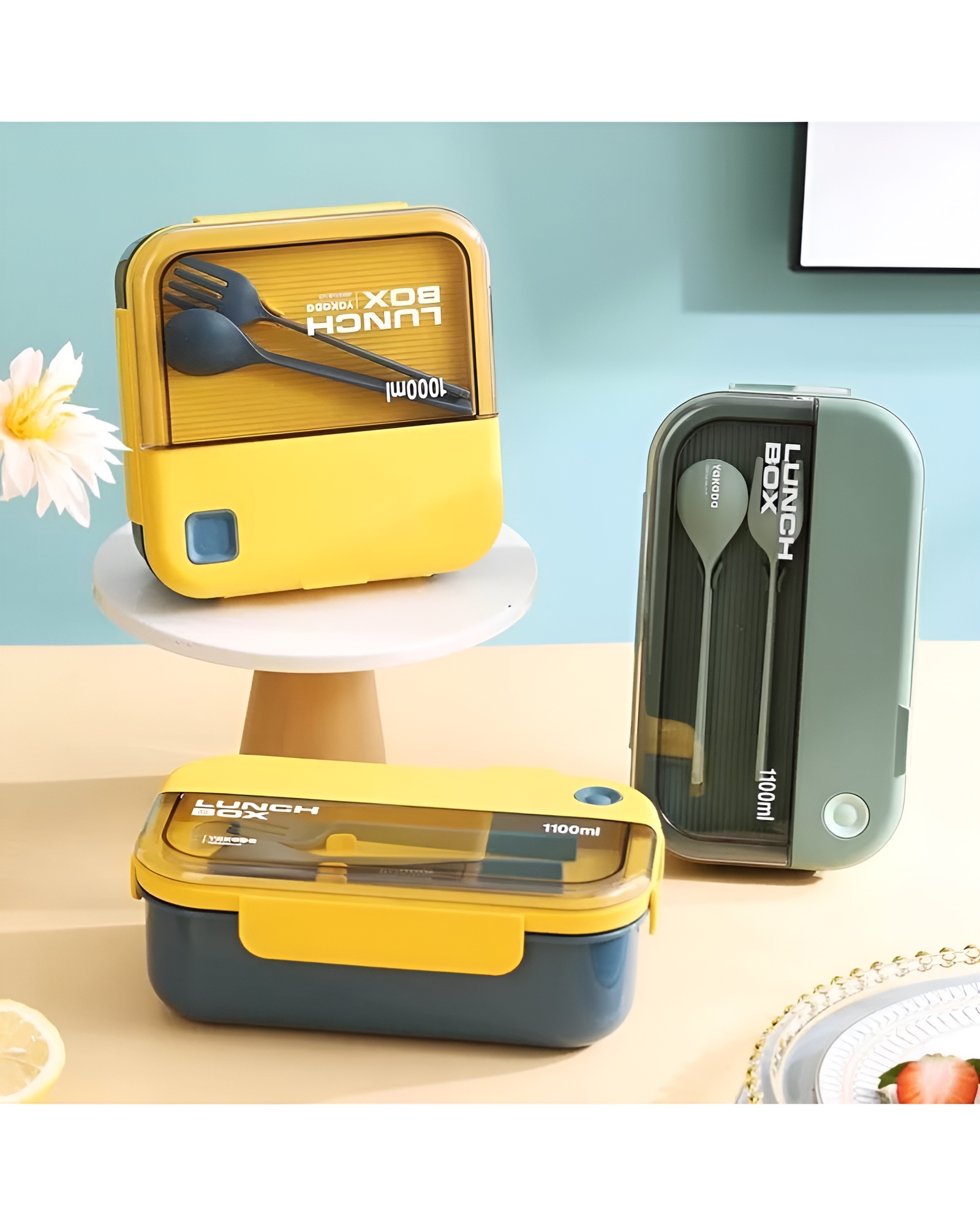 ظرف ناهار پلاستیکی با درب محکم مدل YOKODO