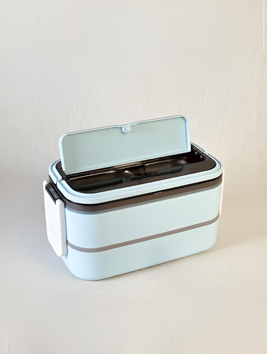 ظرف ناهار استیل دو طبقه با درب قفل‌دار