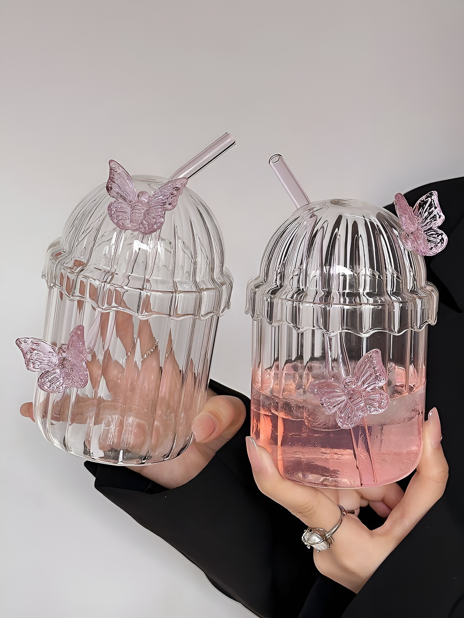 ماگ پیرکس شفاف با طرح پروانه زیبا