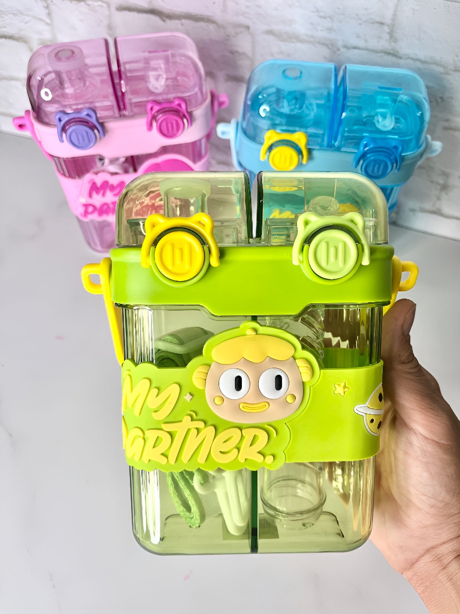 قمقمه رنگارنگ کودک دو حالته با طرح شاد و کودک‌پسند