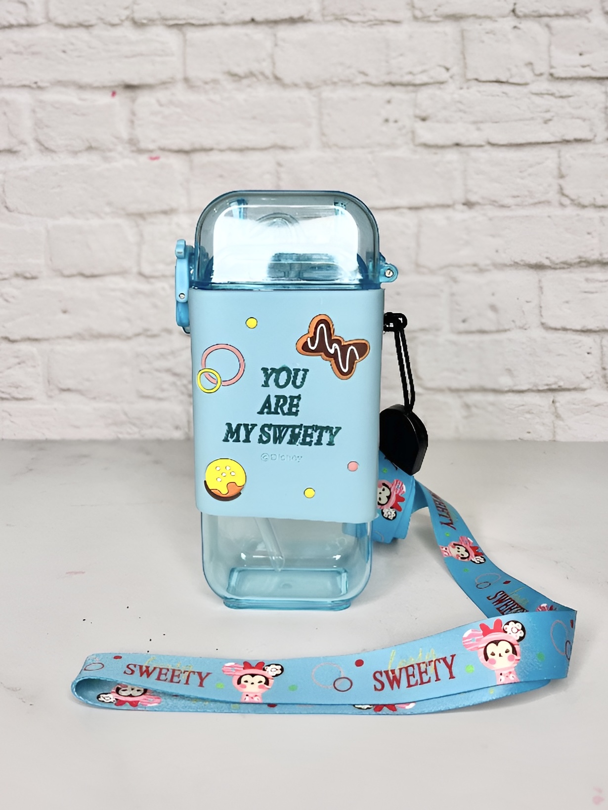 بطری آب کودک مدل کتابی کارتونی با نی سیلیکونی نرم