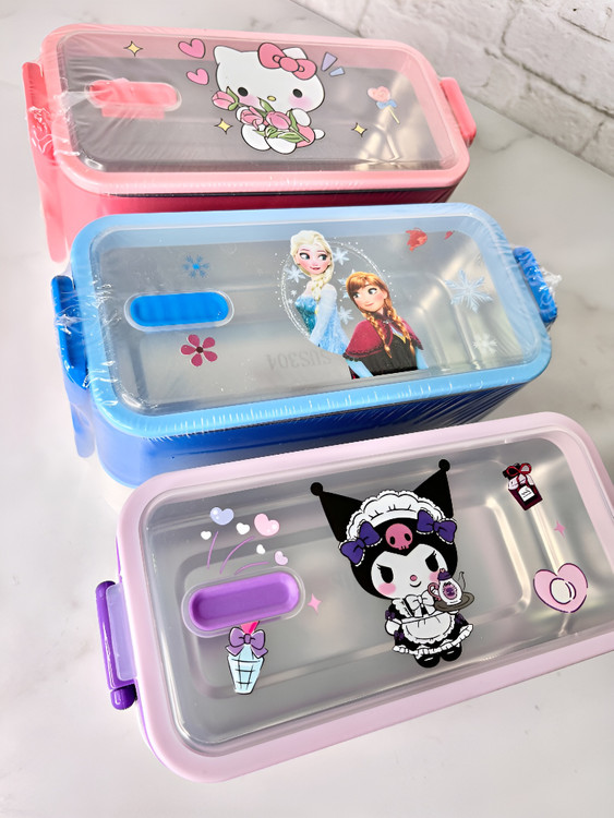 ظرف غذا دو طبقه کودک با دسته حمل آسان و طراحی زیبا