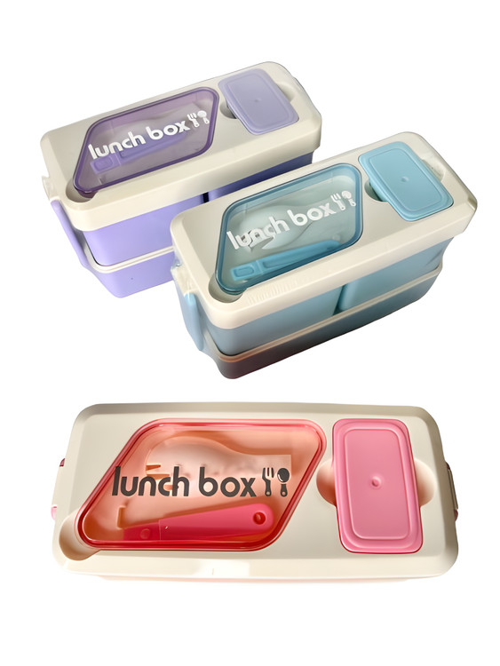 ظرف غذا دو طبقه سبک با بدنه پلاستیکی مقاوم و طراحی مدرن