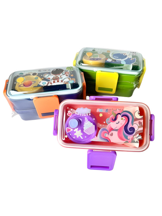 ظرف غذا یکطبقه با ظرف جداگانه برای سس و قاشق