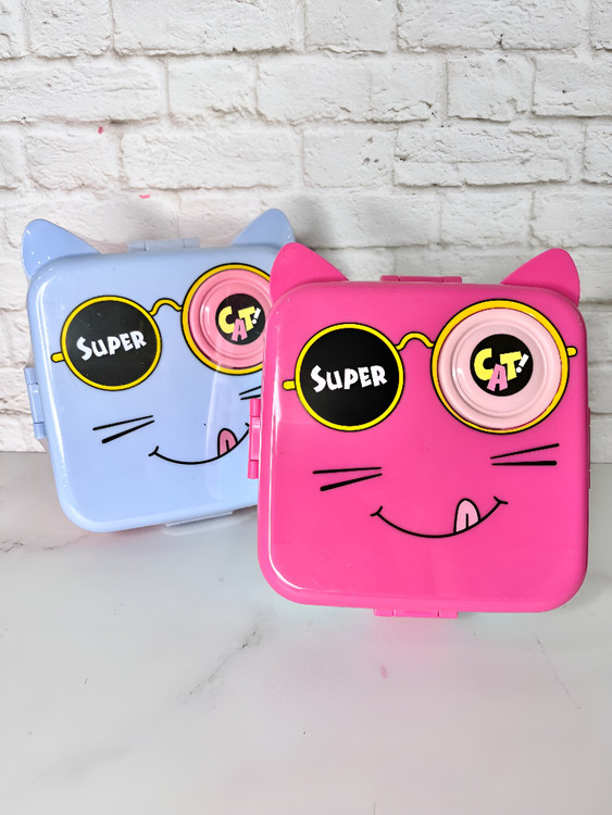 ظرف غذا دوطبقه کودک با طراحی گربه بامزه