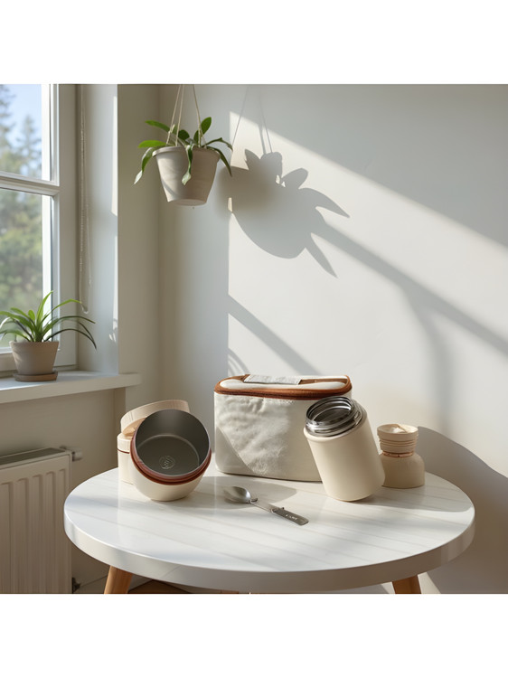 لانچ باکس و فلاسک غذا با کیف ساک دار برای مدرسه و محل کار