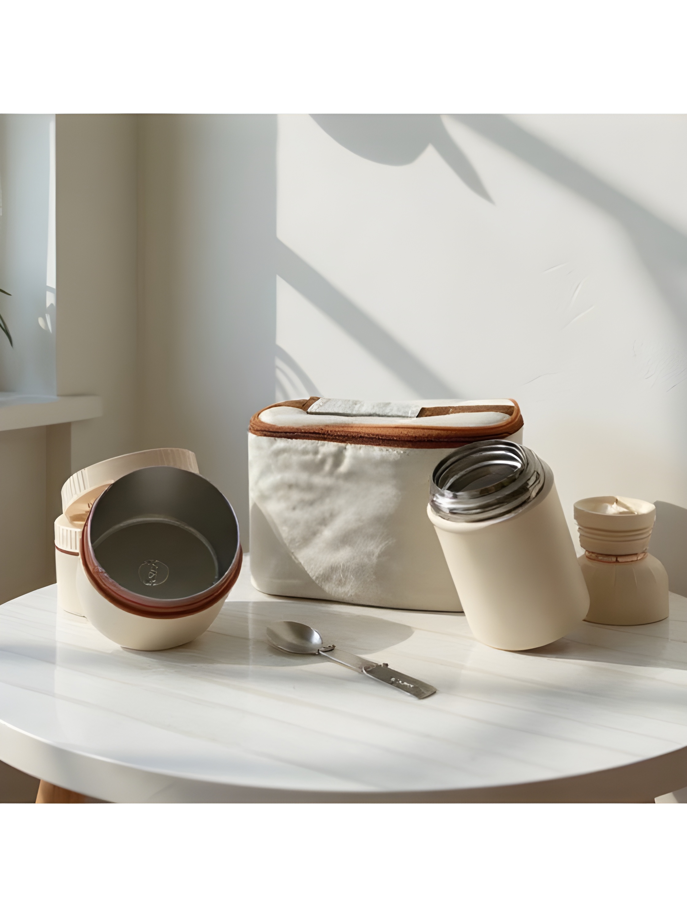 ست ظرف غذا و فلاسک غذا همراه با ساک حمل مقاوم و سبک