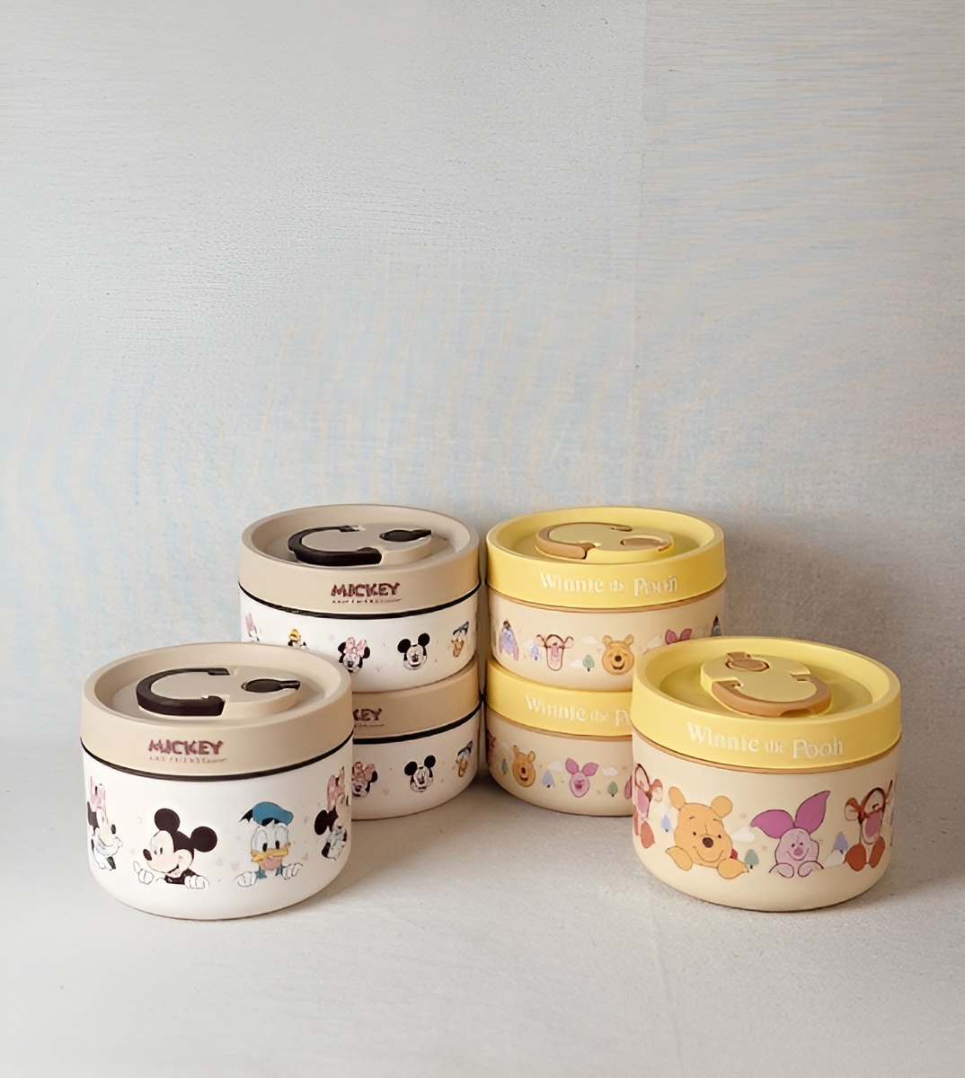 لانچ باکس ۳طبقه میکی موس با فضای جدا برای غذا و میان‌وعده