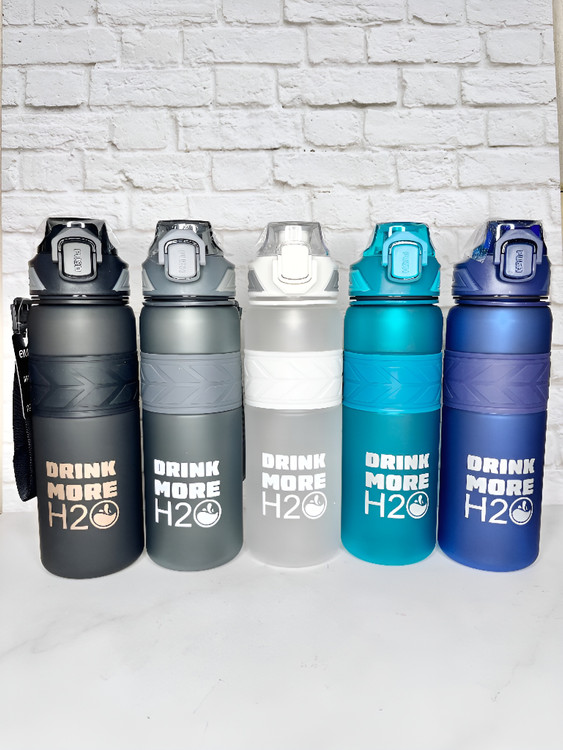 بطری ورزشی مخصوص تمرین با پیام DRINK MORE H₂O