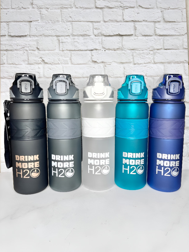 بطری ورزشی مخصوص تمرین با پیام DRINK MORE H₂O