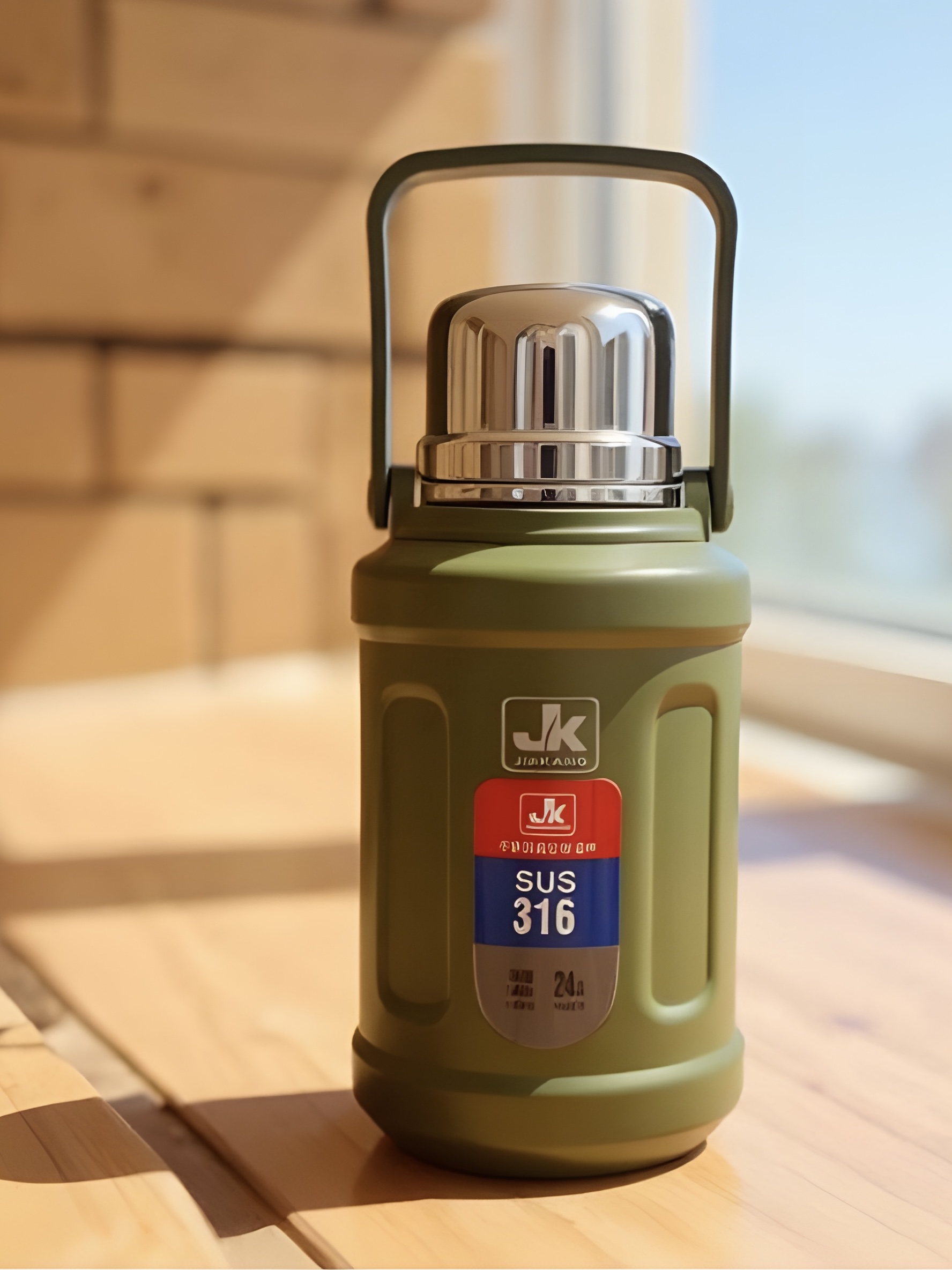 فلاسک استیل JK با ظرفیت ۱ لیتر و دسته‌ی مقاوم