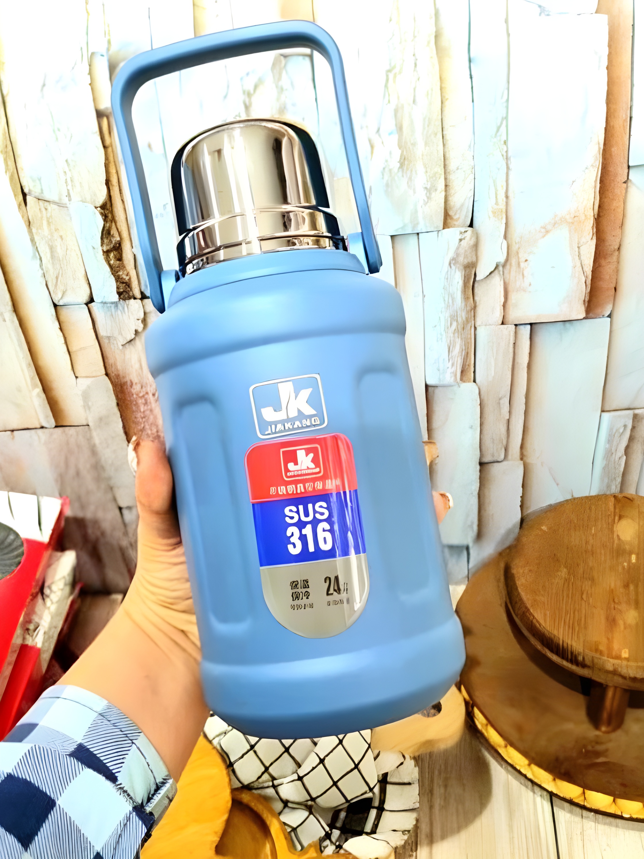 فلاسک دسته‌دار JK با بدنه استیل ضد زنگ