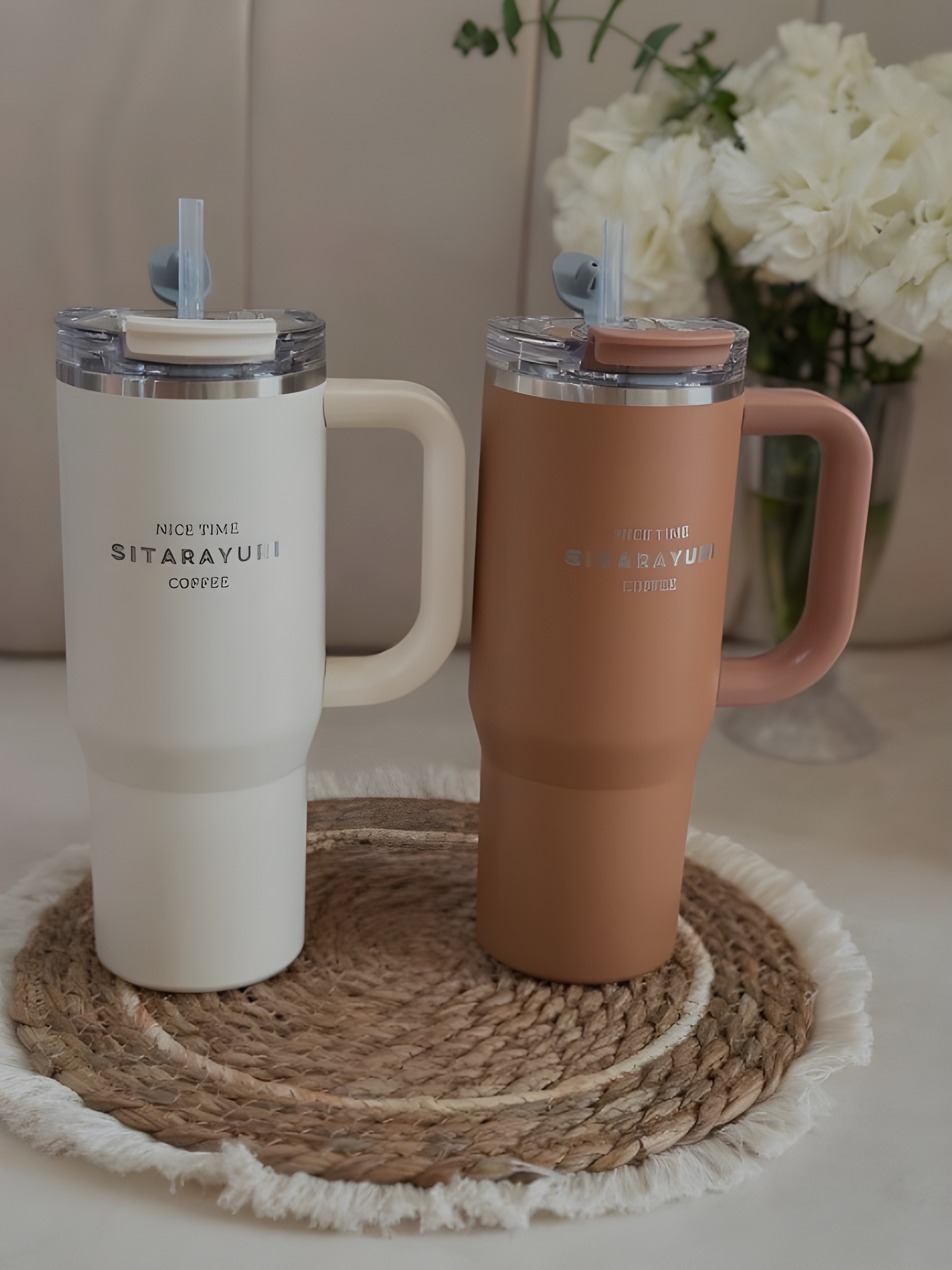 لیوان استیل حرارتی Sitarayuri مدل دسته‌ بغل