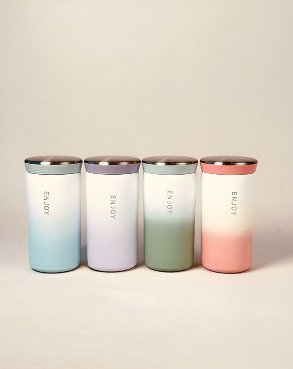 لیوان حرارتی فانتزی Enjoy با طرح هنری آبرنگی