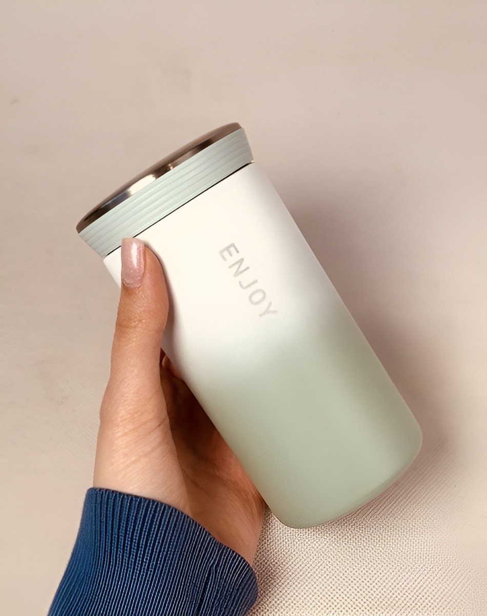 ماگ مسافرتی کوچک Enjoy با طرح آبرنگی رنگارنگ