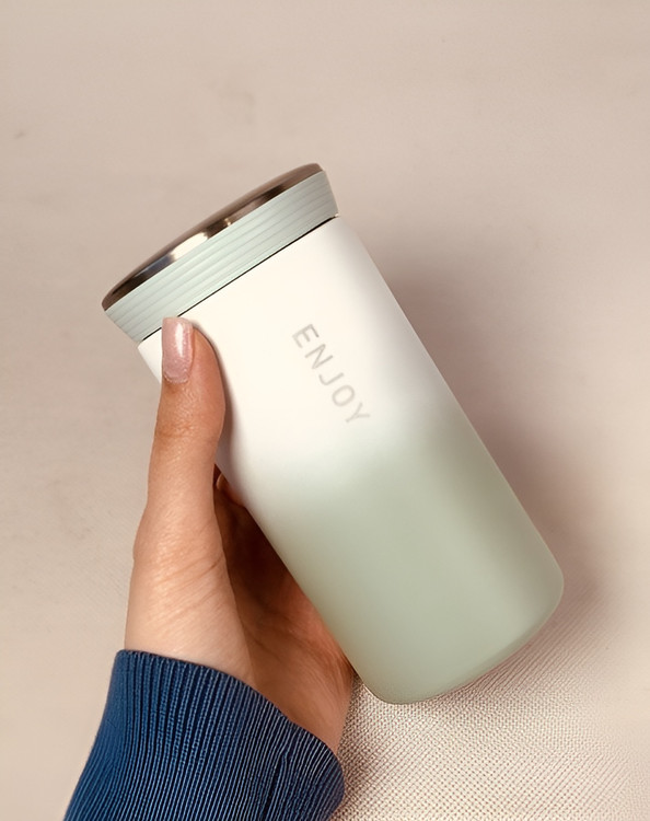 ماگ مسافرتی کوچک Enjoy با طرح آبرنگی رنگارنگ