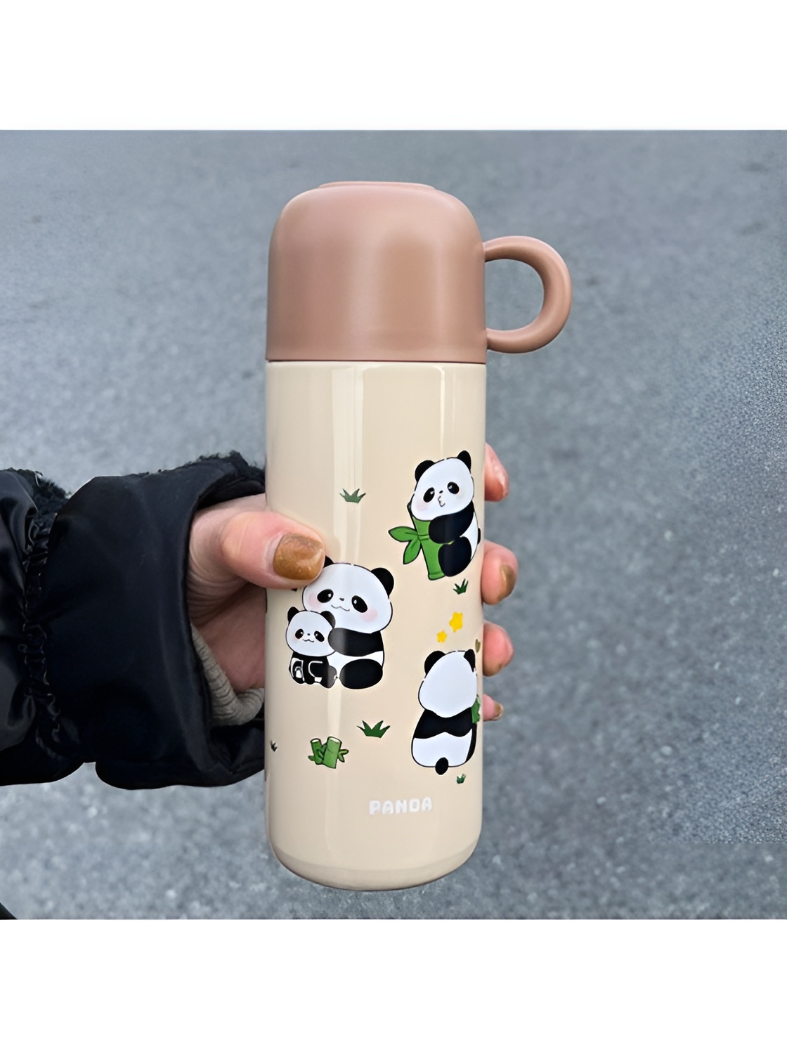عکس فلاسک طرح پاندا با لیوان سرخود