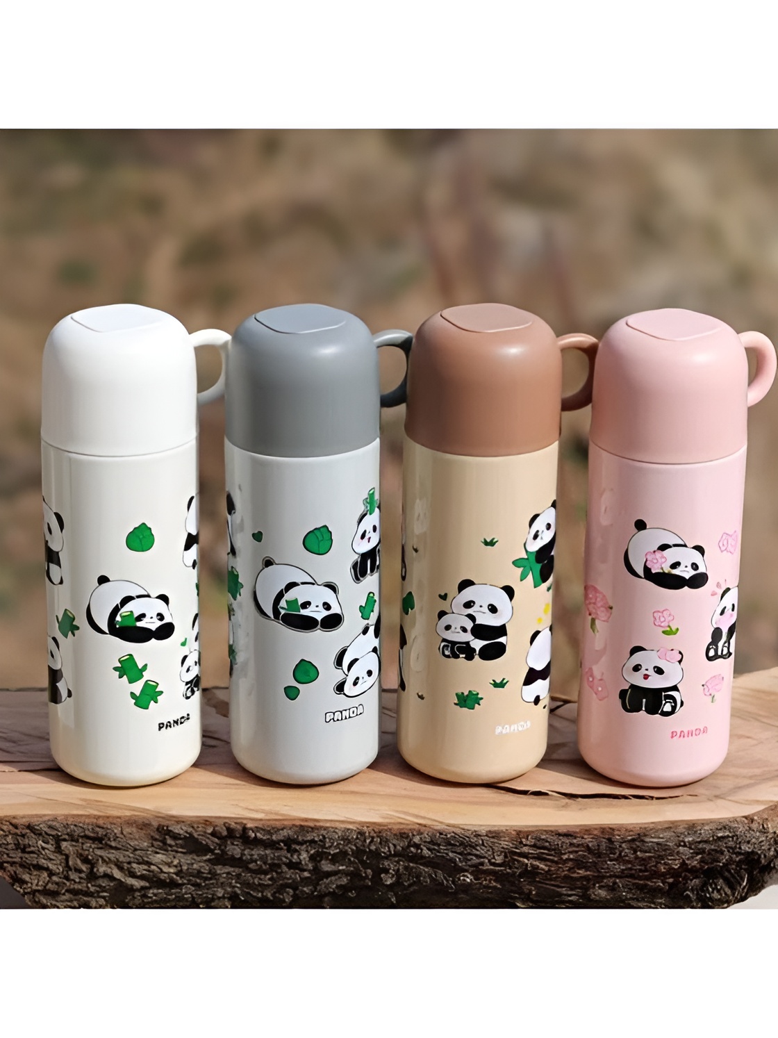 تصویر فلاسک فانتزی پاندا با درب لیوانی