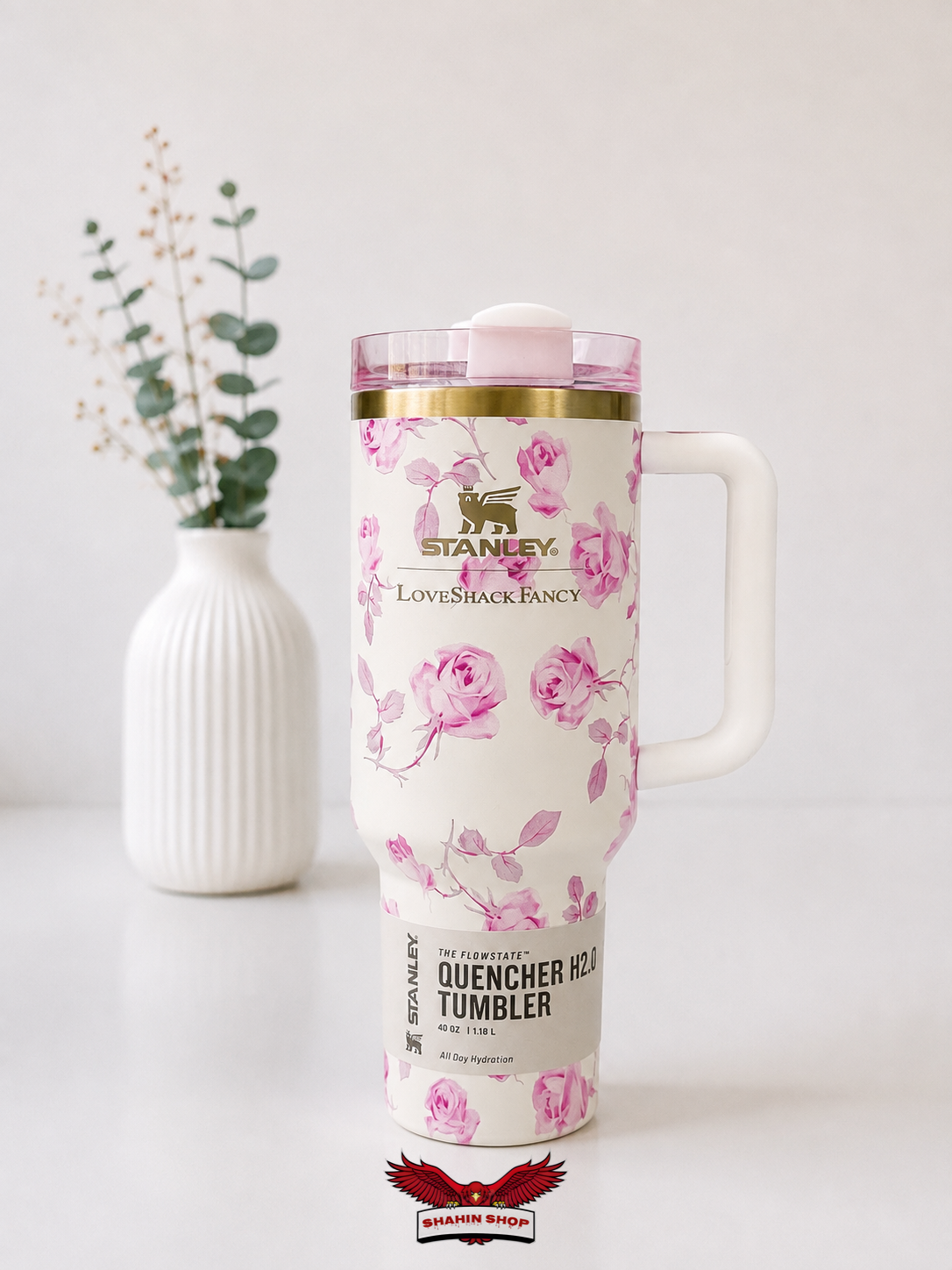 تراول ماگ استنلی Quencher سفید جعبه کادویی