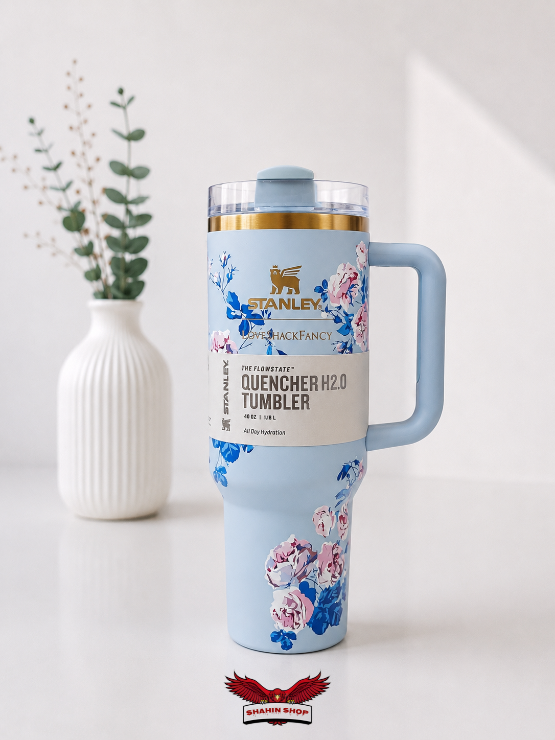 تراول ماگ استنلی Quencher آبی جعبه کادویی